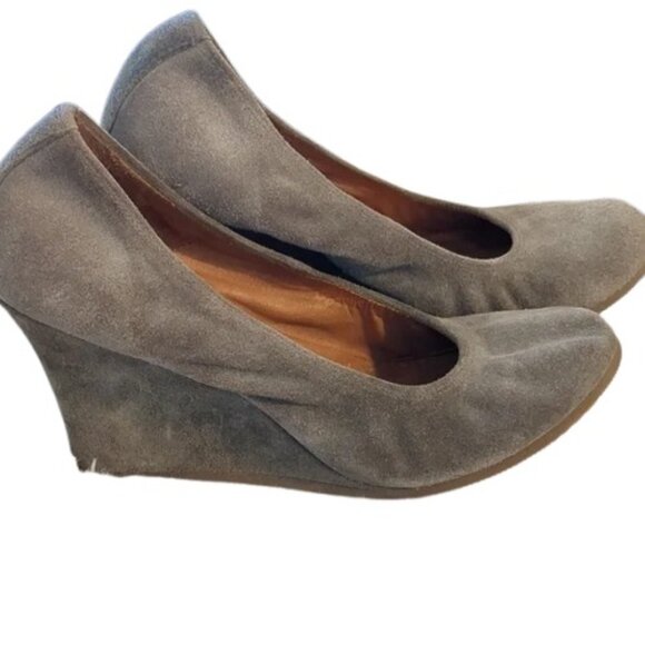 Lanvin Paris grey suede ballet wedge pumps size 37 - Picture 2 of 9